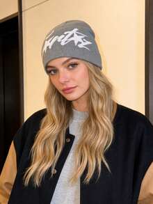 1 款可爱小鸟图案男女通用针织帽，秋冬季字母针织帽，冬季服装搭配推荐礼物 - 彩色 - 查看 3