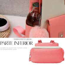 Shendy Vendy Backpack With Large Capacity, 5-Piece Set Fashionable Cool Youth Backpack Pencil Case Laptop School Student - MOD217 粉紅色 - 查看 5