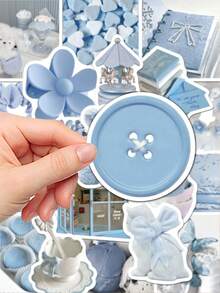50pcs Light Blue Themed Stickers For Suitcase Skateboard Guitar Laptop Desktop Room Decor Graffiti Stickers - A - View 6