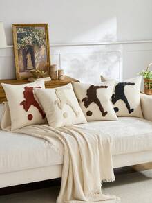 1pc/2pcs Easter Rabbit Throw Pillow Cover, 18 X 18 Inch Rustic 3D Embroidery Bunny Cushion Case Decoration For Bed Sofa Couch Spring Holiday Easter Party Farmhouse Home Decor - Dark Grey - View 5