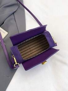 Women's Fashion Box-Shaped Crossbody Bag, Elegant Minimalist Design, Versatile & Spacious - Purple - View 9