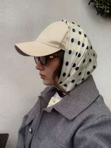 1 chiếc khăn quàng cổ họa tiết chấm bi đen trắng, khăn trùm đầu bằng satin kiểu retro, khăn bandana cổ điển đa năng, khăn quàng cổ nữ mùa xuân/thu mới, phù hợp cho mọi mùa. - trắng - Xem 4