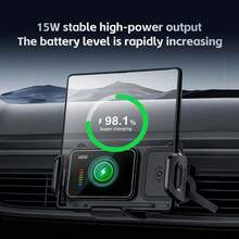 快速充电无线磁吸氛围灯手机车载充电器 Q300 一键开合无线车载充电导航支架 春季礼物 - 均碼 - 查看 5