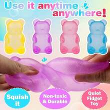 Purple Maltose Gummy Filled Squeeze Toys, Gummy Bear & Sugar Ball Sensory Fidget Toys For Kids & Adults, Slow Rising Squishy Stress Balls For Anxiety Relief & Focus - MYTBear-orange - 查看 3