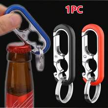 1 chiếc móc khóa xe hơi đa năng sáng tạo, dụng cụ mở nắp chai rượu vang cầm tay, móc khóa kim loại dành cho nam giới, thời trang và bền bỉ, móc treo quần áo đa năng với hai vòng kim loại, dụng cụ nhà bếp, tiệc tùng. - Nhiều màu - Xem 7