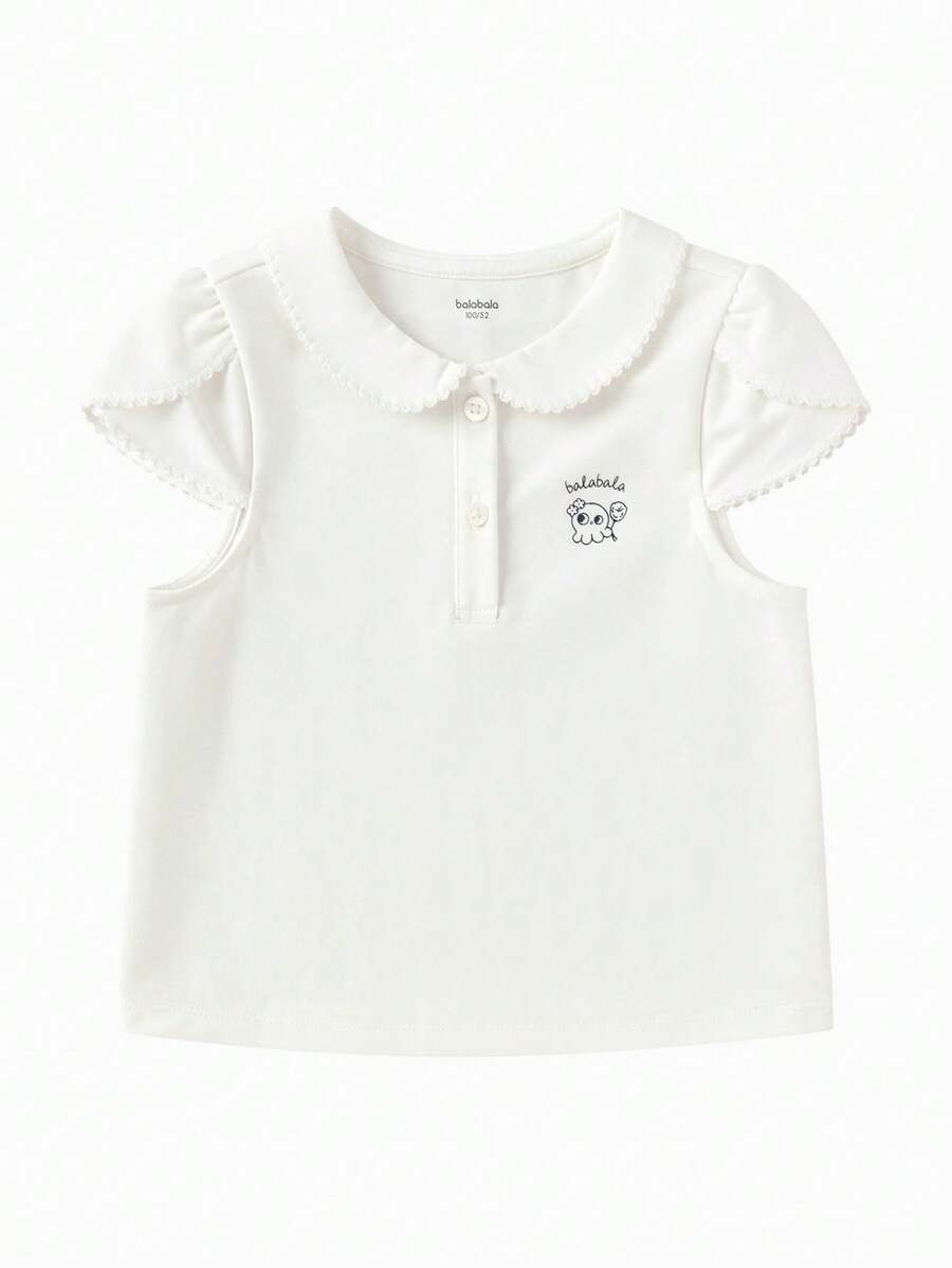 Balabala Áo thun thêu họa tiết mùa hè cho bé gái 2026, áo tay ngắn bằng cotton mềm mại, nhẹ và thoáng khí, kiểu dáng ngọt ngào dễ thương. - Benbai - Xem 1