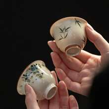 Bộ 1/2/6 tách trà gốm tráng men tro cây, tách espresso gốm vẽ tay sáng tạo, tách trà chiều, tách trà đen, tách trà Gongfu Trung Quốc, cốc nước, cốc gốm. Lý tưởng cho các buổi tiệc trà chiều, tụ họp bạn bè và quà tặng ngày lễ. - Nhiều màu - Xem 9