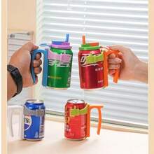 1 Set Soda Can Lids And Holders With Anti-Spill Lid, Straw And Can Holder Accessories - Multicolor - View 1