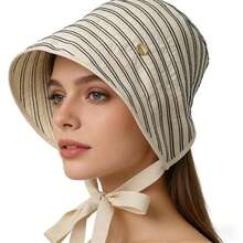 韩式条纹渔夫帽，透气百搭休闲遮阳帽，夏季新款时尚设计 - A - 查看 6