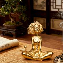 金色鸽子瑜伽女孩雕像，家居装饰，适合摆放在橱柜、架子、咖啡桌、餐桌、卧室和客厅，是送给瑜伽爱好者的礼物。 - 瑜珈女孩 - 查看 7