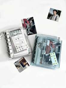 A7 Transparent Loose-Leaf Notebook, Blank Pages, Transparent Loose-Leaf Notebook, Sticker Notebook, Tri-Fold Soft Leather Notebook, PVC Transparent Replaceable Pages, Large Capacity Portable Loose-Leaf Binder, Suitable For Photo Album, DIY, Sticker Storage - Transparent - View 2
