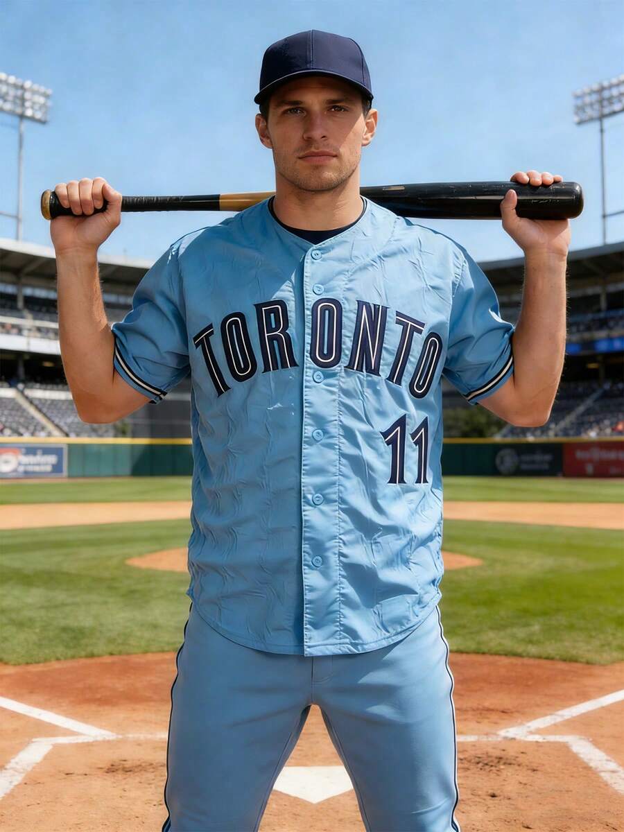 Men's Bichette 11 Toronto Baseball Jersey, Powder Blue Navy White Athletic Short Sleeve Shirt For Game Day & Daily Wear - Màu xanh nhạt - Xem 1