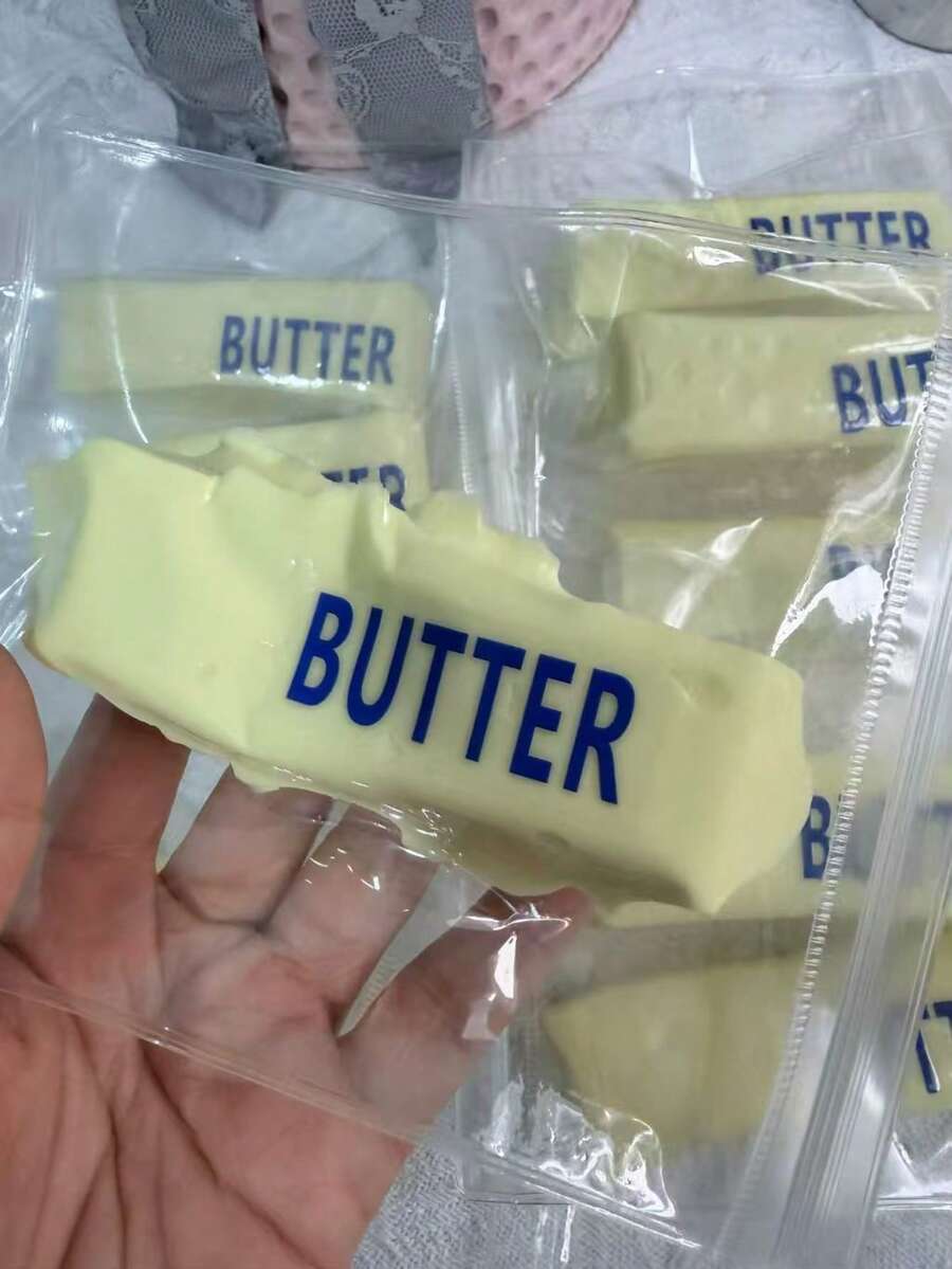 1pc Slow Rising Fluffy Butter Squishy Toy, Stress Relief Squeeze Toy With Soft Wet Texture, Gift - Multicolor - View 1