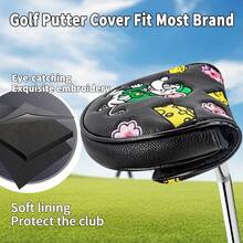1pc DF3 Mouse Cheese Style Golf Club Head Cover, Golf Putter Cover, Golf Blade Putter Cover, Semi-Circular Putter Cover, Golf Club Head Cover - PU Material With High-End Embroidery, Fits Most Brands - متعدد الألوان - مشاهدة 7