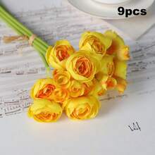 9pcs Artificial Ranunculus Flowers, Realistic Mini Floral Bouquet, Bulk Fake Wedding Filler Flowers For Centerpiece Decor, Bridal Shower Decoration - Multicolor - View 16