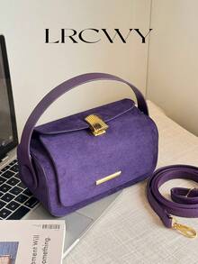 Women's Fashion Box-Shaped Crossbody Bag, Elegant Minimalist Design, Versatile & Spacious - Purple - View 3