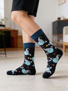 1 đôi tất dài đến bắp chân, kiểu dáng unisex, chủ đề phi hành gia, thoải mái, thường ngày. - Nhiều màu - Xem 2