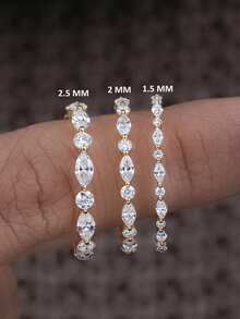 1pc Round Rhinestone Half-Circle Stackable Ring, Suitable For Women Daily Wear, Multi-Functional Elegant Ring, Party Accessory, High-End Jewelry Gift, Thickness 1.5/2/2.5mm - Gold - View 3