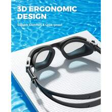 P2 Lite Comfort Swim Goggles For Adults And Youth – Anti-Fog, Lightweight & Secure Fit - A1--brightlensblackwhiteframe - View 6