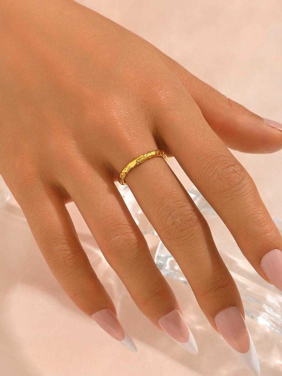 1 chiếc nhẫn trơn tối giản, kiểu dáng cổ điển tinh tế, sang trọng dành cho nữ, phù hợp với ngón trỏ, phong cách giản dị. - Vòng hình học - Xem 1
