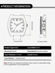 Fossil FS6110 Men's Rectangular Light Blue Dial Quartz Watch - Stainless Steel Case, Brown Leather Strap - Brown - View 8
