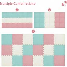 18PCS EVA Foam Floor Tiles With Cross Pattern, Interlocking Exercise Mats, Water-Resistant Noise-Reducing Foam Flooring With Easy Assembly For Home Gym Yoga Dance Playroom Basement Apartment, Blue-White-Pink - 藍白粉 - 查看 6