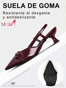Zapatillas de tacón elegantes para mujer con correas decorativas, zapatos de tacón alto para mujer – Punta fina, diseño ancho cómodo, recubierto brillante con hebilla, estilo slingback moderno y versátil,Zapatos De Tacón Alto De Color Burdeos Simple Para Mujer Para Uso En Exteriores,Zapatos de mujer, punta fina, talón descubierto, tacón grueso, estilo elegante para oficina y fiesta,Mujer Zapatos de Tacón Grueso, Punta Fina, Correa de Charol, Estilo Elegante para Oficina y,Zapatillas de tacón elegantes grueso de punta afilada para mujer – Punta fina, diseño ancho cómodo, recubierto brillante con hebilla, estilo slingback moderno y versátil – zapatos para mujer Tendenci 2026 para oficina, citas y outfits diarios, versátil para todas las estaciones,Dia de Acción de Gracias, Dia de San Valentin, Dia de la Madre, adecuadas para vestidos y uso diario,tacones,zapatilla elegantes de mujer,zapatos,tacones para mujer - Burdeos - Ver 6