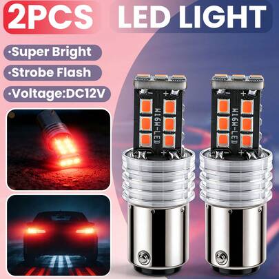 2Pcs Car LED Brake Lights, Red 1157 LED Car Bulbs High Brightness 12V Aluminum Brake Tail Lights, All-Aluminum Shell