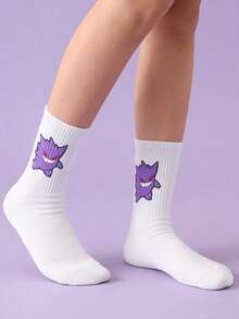 pokemon 宝可梦 1/3/5 双装可爱卡通印花透气柔软中筒袜，加固鞋跟和鞋头，经久耐穿，男女通用，四季皆宜 - 彩色 - 查看 5