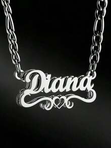 1pc 18k Gold Stainless Steel Necklace Accessory, 45+5cm Name Necklace, Double Plated Name Necklace, Custom 3D Name Plate Necklace, Gold Nameplate Necklace, Heart Hollow Necklace With Exquisite Box, Her,Customized Fashion Engraved,Look Glamour,Jewelry & Watches,Chic Autumn,Custom Name Stainless Steel Necklace, Personalized Nameplate - 新型號 - 1 - 查看 5