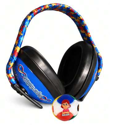 Abafador de Ruidos Super Autistas Azul 12 DB colorido + Quebra-cabeça bola Emoções