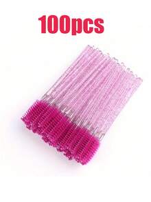 Bộ 50 cọ chải mi dùng một lần màu đỏ hồng, dụng cụ uốn mi pha lê, lược chải mi lấp lấp lánh, bộ dụng cụ trang điểm mini - Nhiều màu - Xem 9