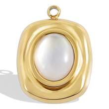 1 buah/4 buah Kalung/Anting Liontin/Anting-anting Kerang Persegi Panjang & Oval Geometris Emas/Perak Bertatahkan Baja Tahan Karat 304 Antik, Aksesoris Perhiasan DIY - S3226 - View 9