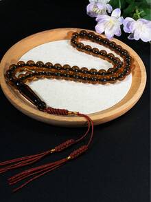 1pc Muslim 45 Beads Black Thread Handmade Tassel Pendant, Versatile Muslim Prayer Beads, Solemn Texture Religious Accessory For Men - Multicolor - View 2