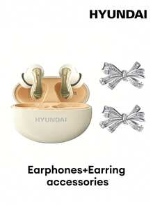 Clip para la oreja multicolor con lazo plateado