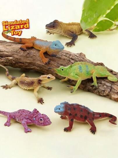 6 New Types Of Lizard Animal Toys (0 - 4 Inches), Made Of ABS Plastic, Lizard Model Toys, Imitating Wild Reptiles, Cute Style, Available In Various Colors, Shaped Like Lizards, With Rich Colors On The Body, Are Color Recognition Toys, Can Be Used As Decorations, Party Gifts, Prank Props, Lizard Animal Models, Visual Recognition Model Toys, Christmas Gifts, Easter Gifts, Birthday Gifts, Halloween Gifts.
