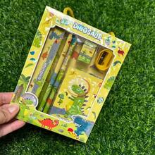 一套卡通儿童文具礼盒，创意学习用品铅笔盒6件套，适合作为学校奖励、儿童礼物、返校礼物和学习工具 - 彩色 - 查看 10