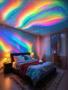1pc Aurora Galaxy Projector Light, LED Starry Sky Projector Light, Remote-Controlled Northern Lights Projector Light, USB-Powered Decorative Night Light, Suitable For Bedrooms, Living Rooms, Rooms, Home Decor, Parties, Birthdays, Weddings - Colored Light - View 8