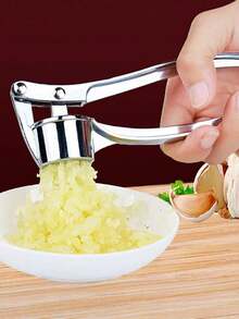 1pc Heavy Duty Garlic Press, Manual Garlic Mincer, Stainless Steel Garlic Crusher Squeezer Chopper Kitchen Tool - Multicolor - View 5