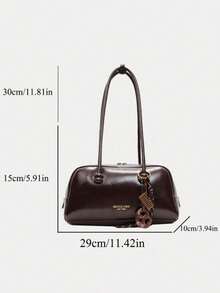 This Stylish And Minimalist Multi-Functional Shoulder Bag Is Made Of PU Material, Featuring Dual Handles For Carrying By Hand Or Over The Shoulder. It Is Perfect For Travel, Shopping, And Commuting To Work. - Coffee - View 2