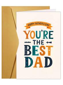 1pc Single Happy Father'S Day Card That Is Perfect For Expressing Gratitude To The Greatest Dad. Celebrate This Special Occasion With A Sincere Message, Making It An Ideal Gift For Fathers At Home Or In The Workplace, Complete With An Envelope - Greeting Card + Envelope - View 12