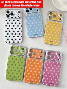 Fashionable Minimalist Polka Dot Solid Color Glossy Phone Case Suitable For IPhone 17 ProMax, 17 Pro, 17, 16 ProMax, 15, 14 Pro Max, Candy Color Lens Protection Back Cover - Black Dots On White - View 7