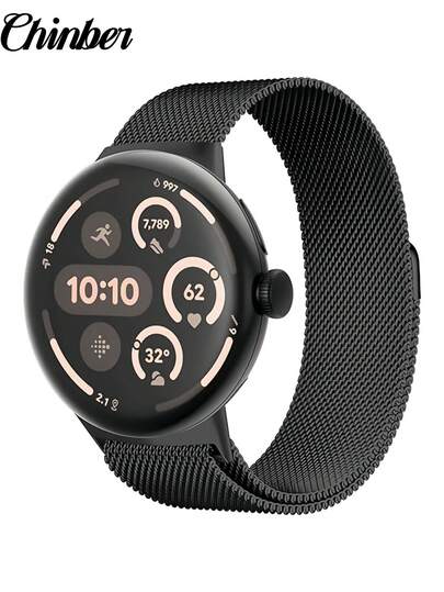 chinbersky Dây đeo Milanese Loop cho Watch 3, 41mm, dành cho Pixel Watch 4/3/2/1 (Nữ/Nam), dây đeo lưới kim loại bằng thép không gỉ, khóa cài thay thế cho vòng đeo tay.