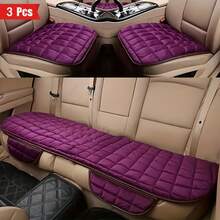 Luxury Plush Checkered Car Seat Cover Set, 3-Piece – Thick, Warm & Comfortable – Fits Sedan, SUV, And Truck – Premium Automotive Accessory, Mother's Day Gift - 咖啡色 - 查看 14