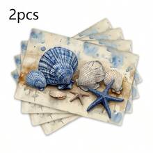 Fresh Ocean Shell Rectangular Placemats, Healing And Romantic With A Coastal Vacation Vibe, Are Available In 1PC, 2Pcs, 4Pcs, 6Pcs, 8Pcs And 300Pcs Packs, Measuring 18*11.81 Inches (45*30 Cm). Made Of 100% Polyester Fabric, They Are Machine-Washable, Hand-Washable Or Dry-Cleanable. - Multicolor - View 21