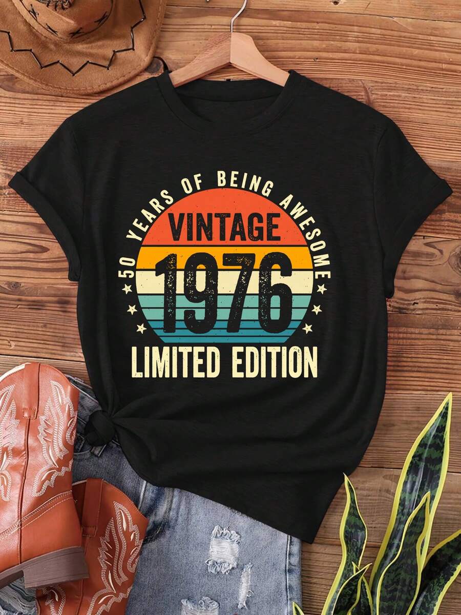 Unisex Pure Cotton Vintage Limited Edition Casual Top For Men Women - Black - View 1