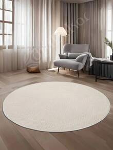 Modern Round Boho Rug – Textured Geometric Circle Carpet With White Tassel Fringe – Washable Nursery & Living Room Decor - Mocha Brown - View 1