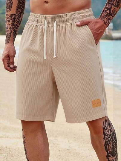 Nuevos pantalones cortos de verano para hombre de estilo casual al aire libre de pana, pantalones cortos tipo bermuda de unicolor y estilo versátil para la playa