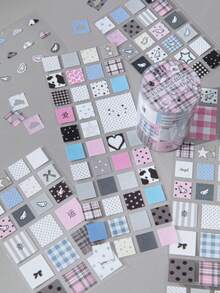 Cinta Washi de Purpurina de Alta Calidad, Serie Duet a Juego, Patrón Versátil a Juego Inspirado en Ins, Adecuado para Scrapbooking, Diarios, Tarjetas, Pegatinas, Suministros de Scrapbook - Colocar - Ver 5