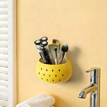 Refrigerator Storage Box, Kitchen Storage Box, Interesting Cartoon Design, Autumn Pear Storage Basket, Multifunctional Refrigerator Side Cabinet Storage Box, Adhesive/Magnetic Style, Suitable For Kitchen Countertop, Bathroom And Office Desk. Can Store Condiments, Seasonings, Tableware, Cosmetics, Pens, Clips, Etc. - Basket Style - View 3